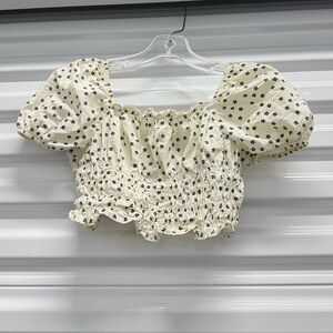 Zara floral puff sleeve smocked crop top girls size 9
